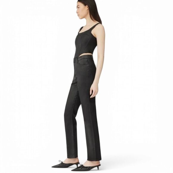 DL1961 Emile black Straight Ultimate knit Ultra High- Rise Vintage 31" Jeans - Picture 6 of 16